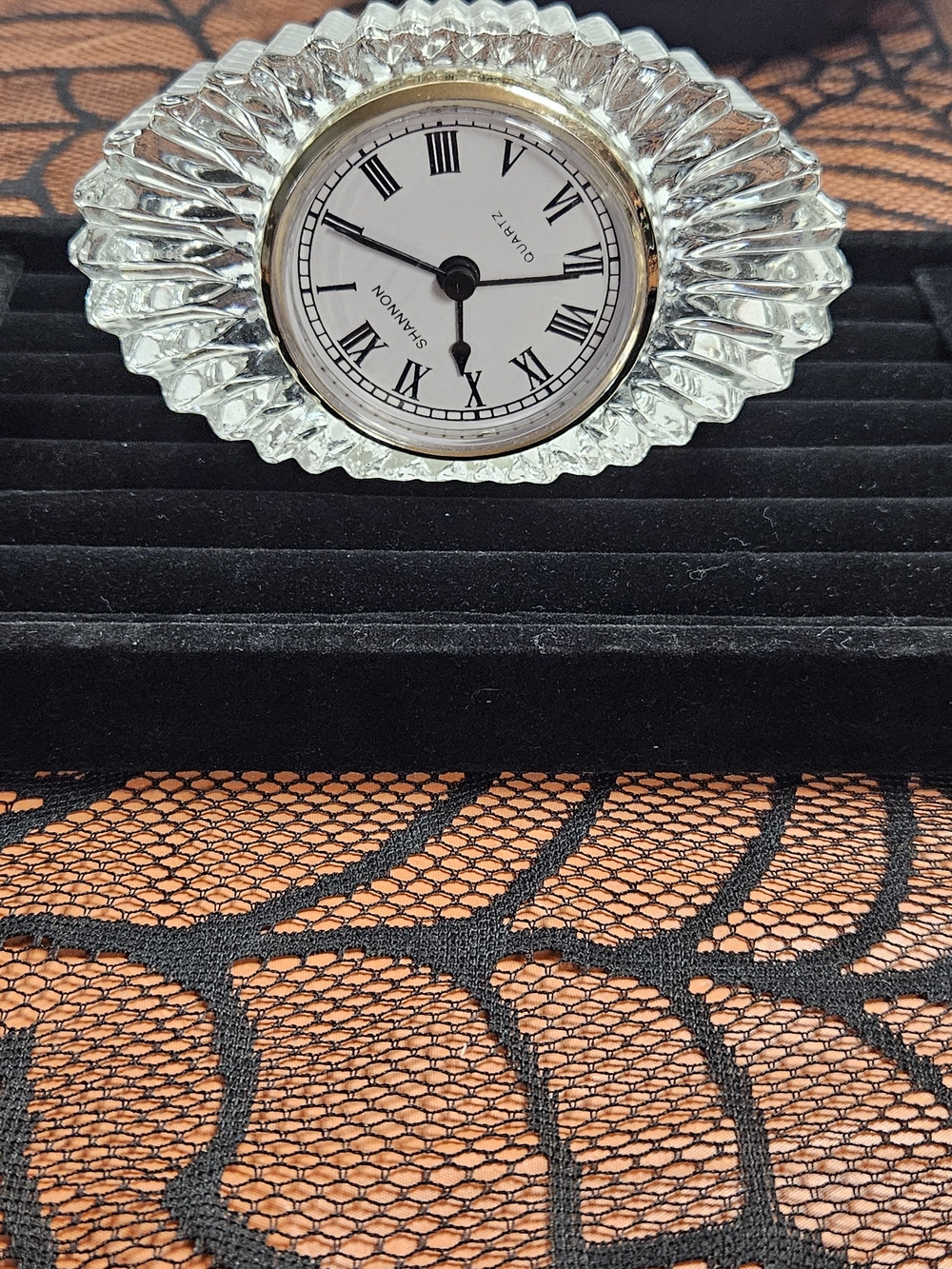 Shannon Crystal Lead Crystal Desk Clock Vintage Style Mantel Clock